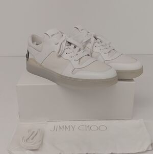 Jimmy Choo Men's White/Off-White Florent Low-Top Sneakers - EU43/US10